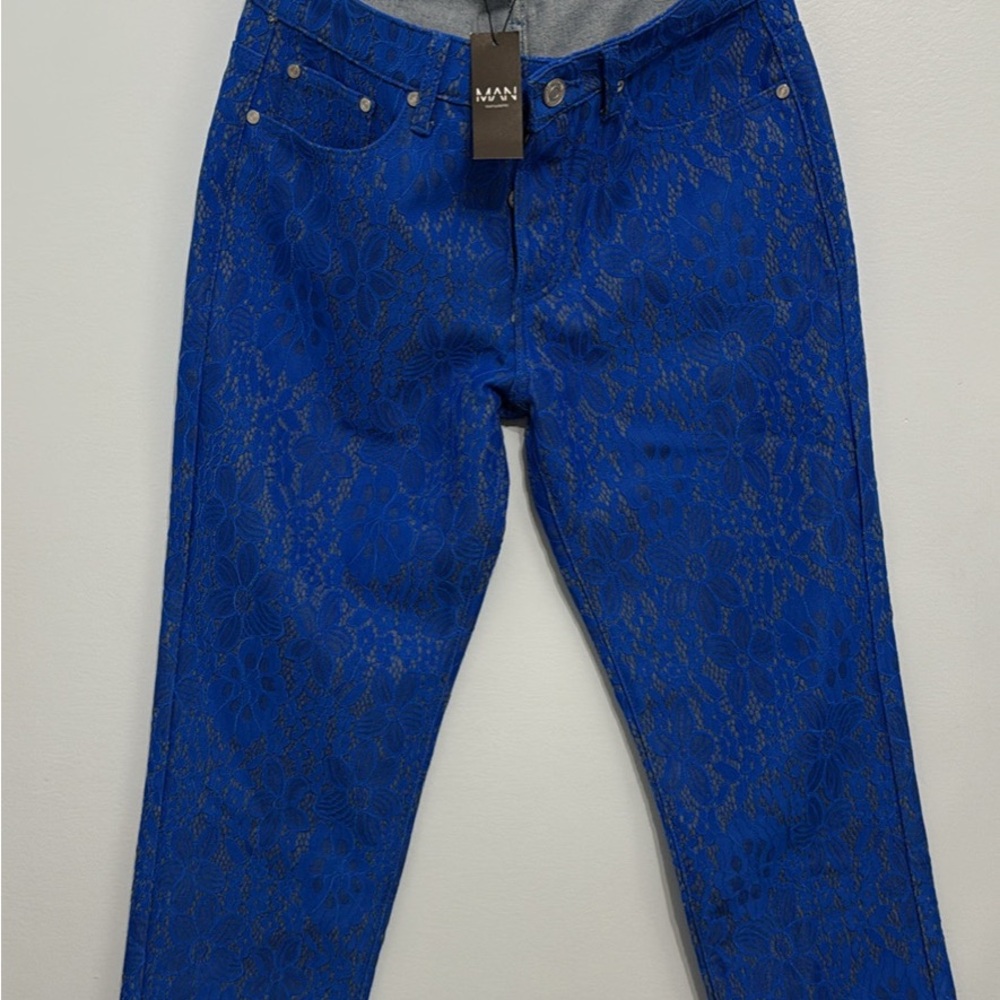 MAN Blue Floral Skinny Pants